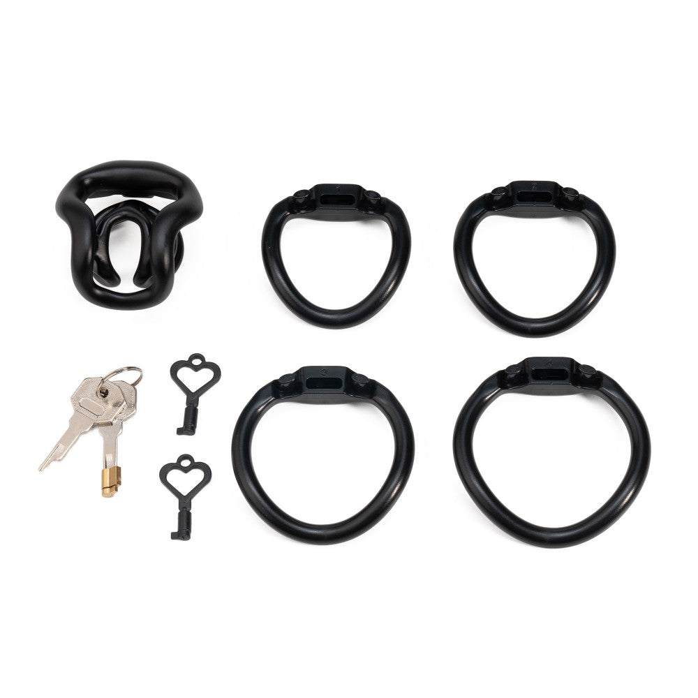 Black BC.30 cage set with four rings and keys
