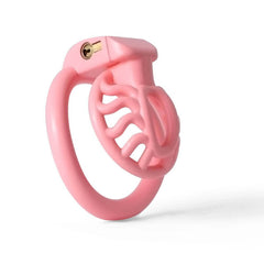 Pink Sun Spider chastity cage in three-quarter view
