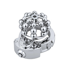 Beaded-front adjustable metal chastity cage ZC-177 angled view