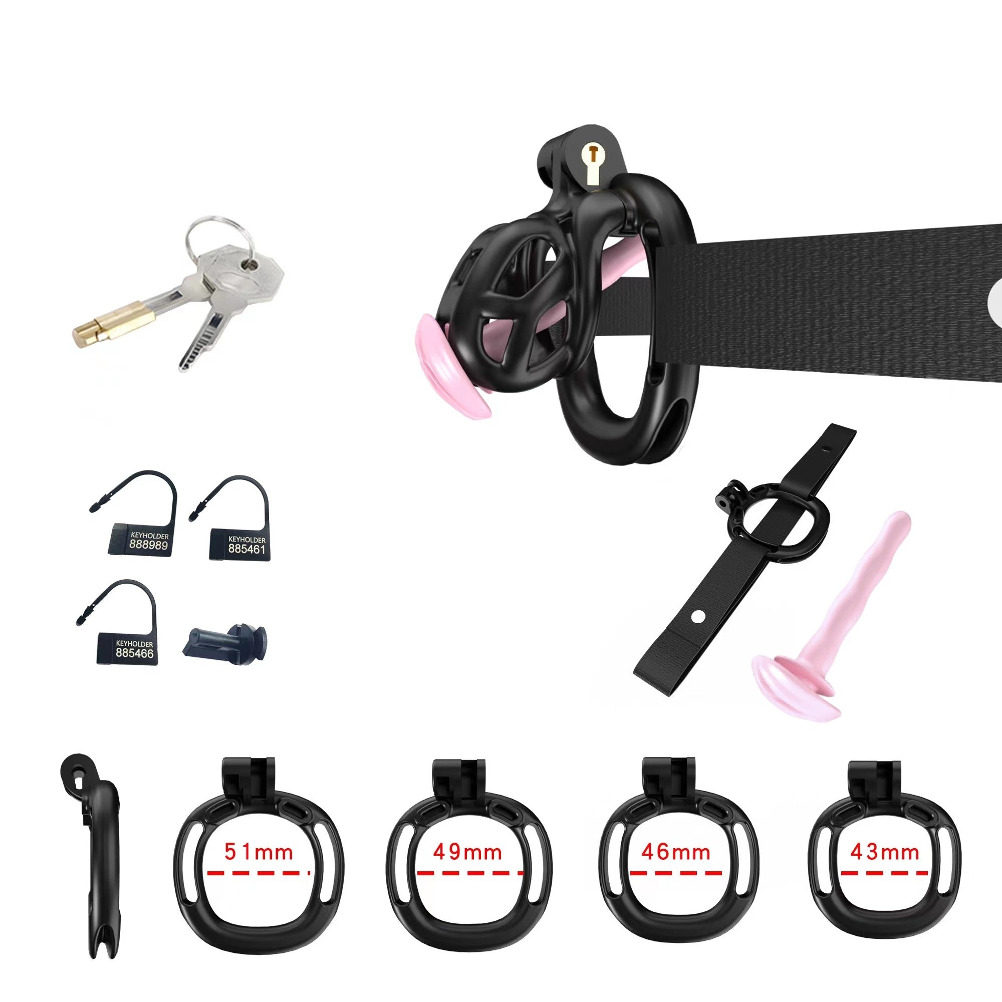 Black Cobra Chastity Nub Kit With Belt And Urethral