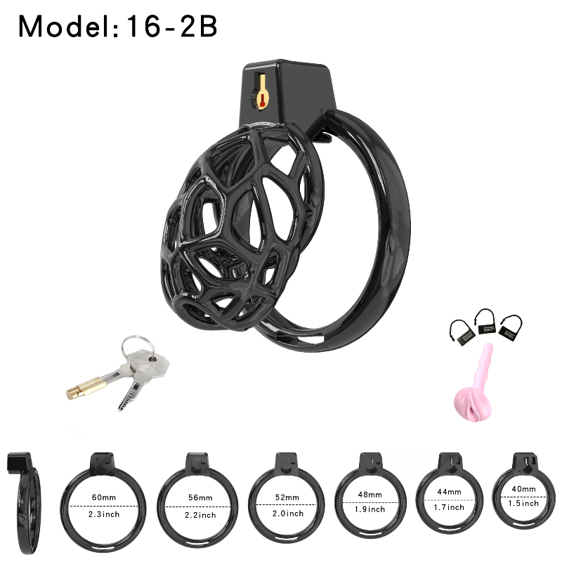 Black 16-2B resin cage with six rings and keys