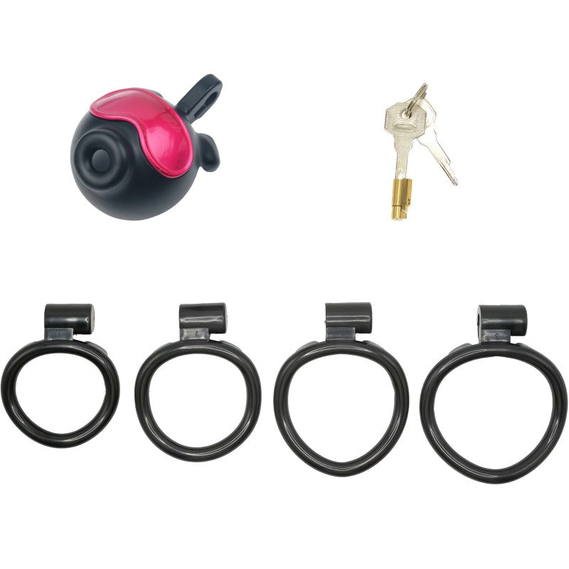 Black and red octopus goggle cage with four rings and key lock