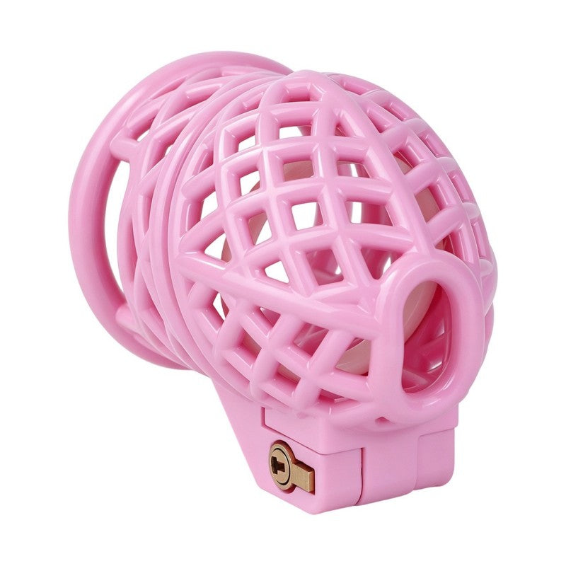 Black ringless resin birdcage chastity cage with open lattice design