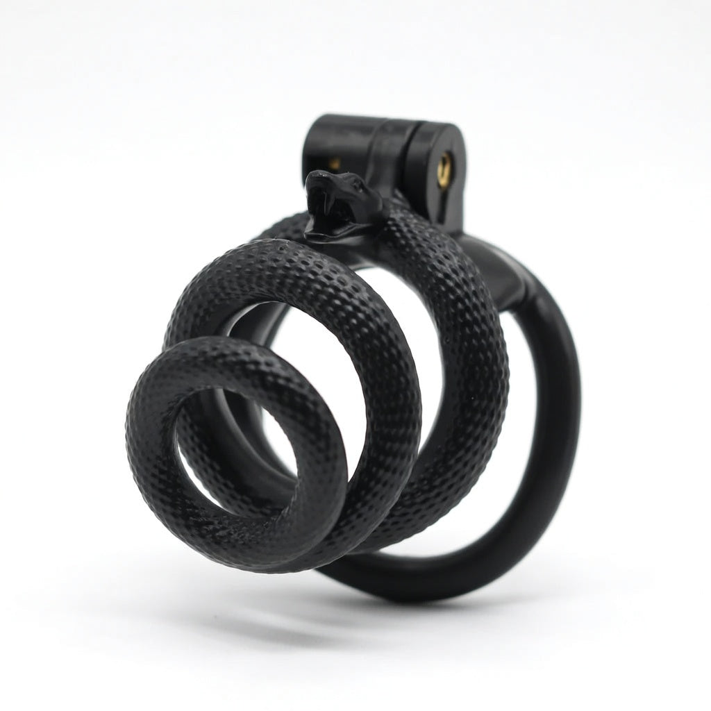 Black snake-style spiral resin chastity cage