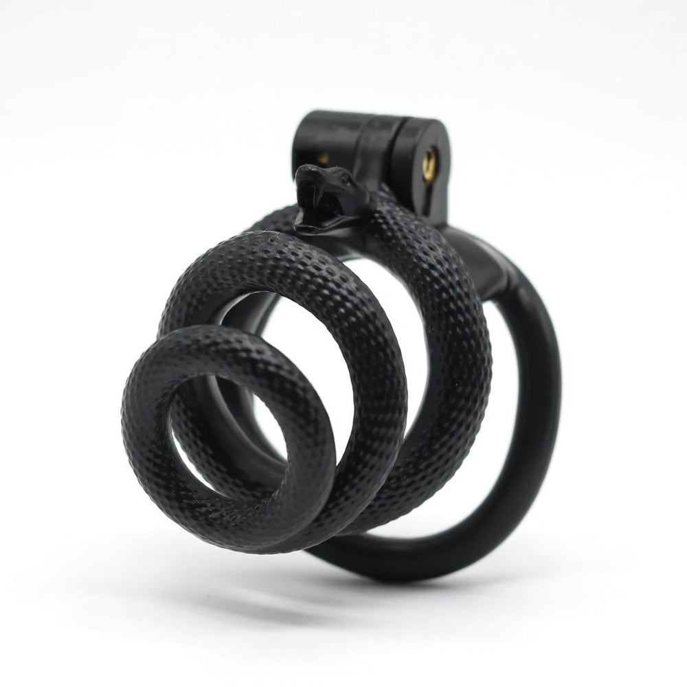 Black snake-style spiral resin chastity cage