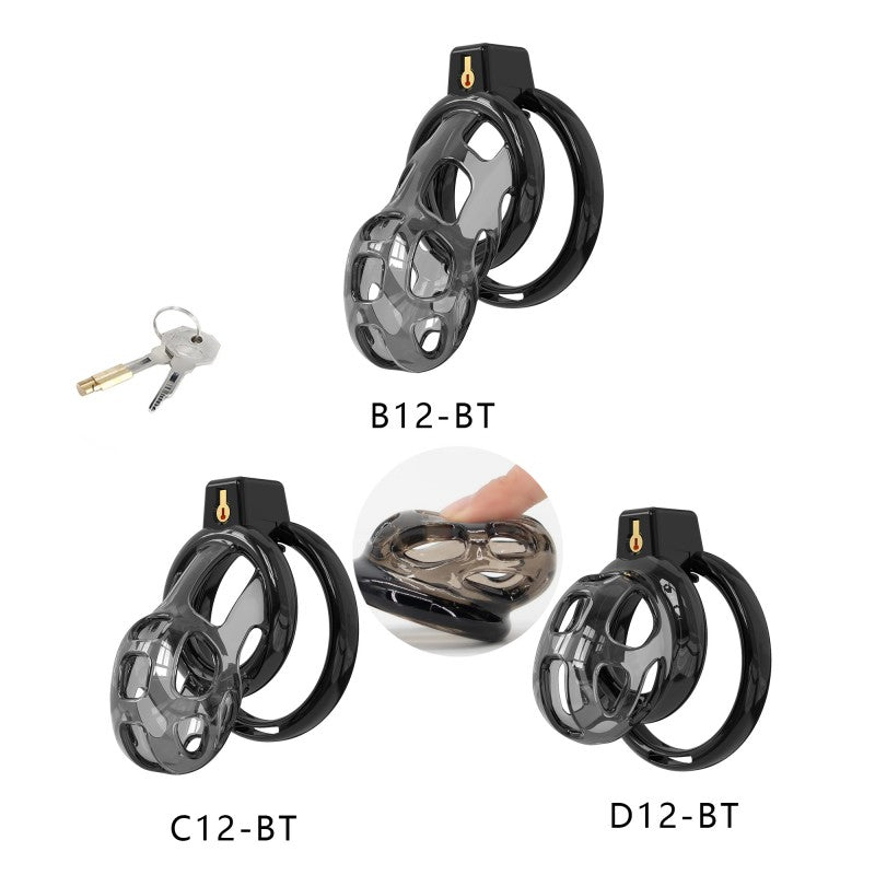 Black Soft Cobra cage shown in Standard, Small and Nub sizes