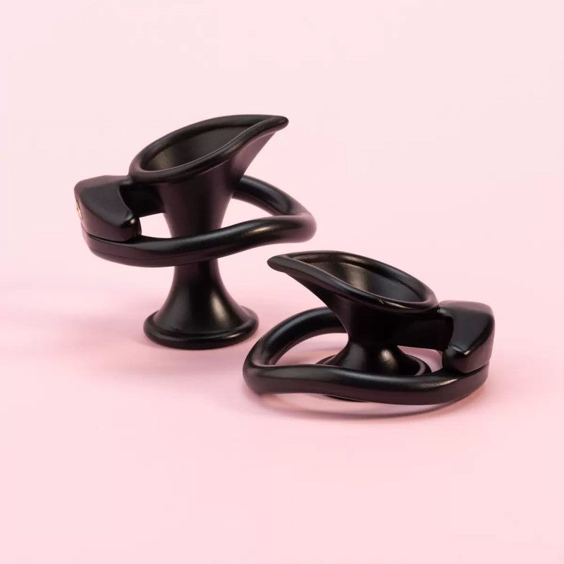 Black teardrop ABS negative chastity locks in two profiles
