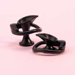 Black teardrop ABS negative chastity locks in two profiles