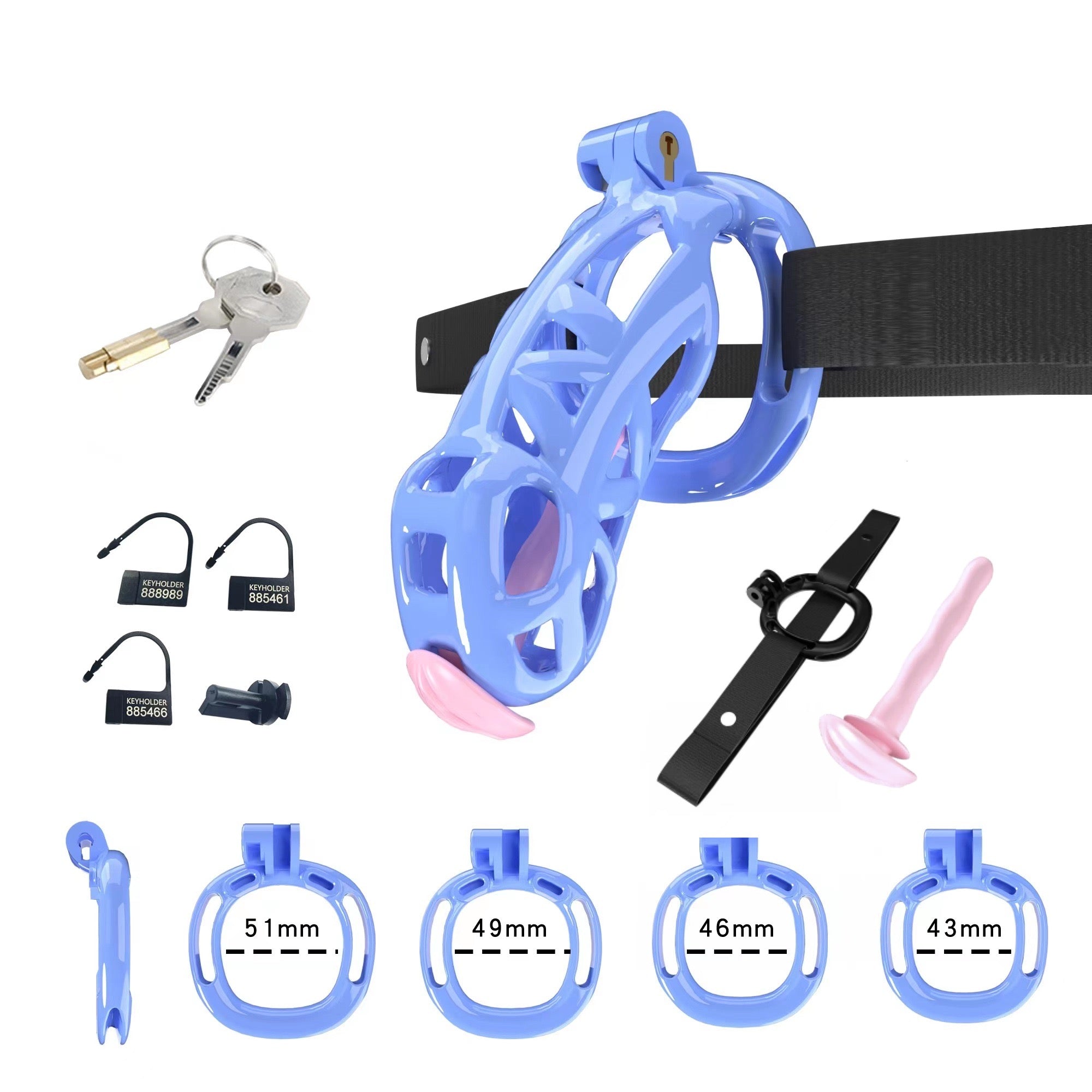 Blue Cobra Chastity Maxi Kit With Belt And Urethral