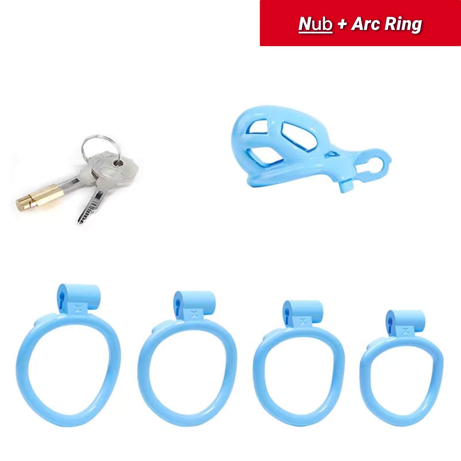 Nub | Blue Cobra Male Chastity Cage with 4 Rings
