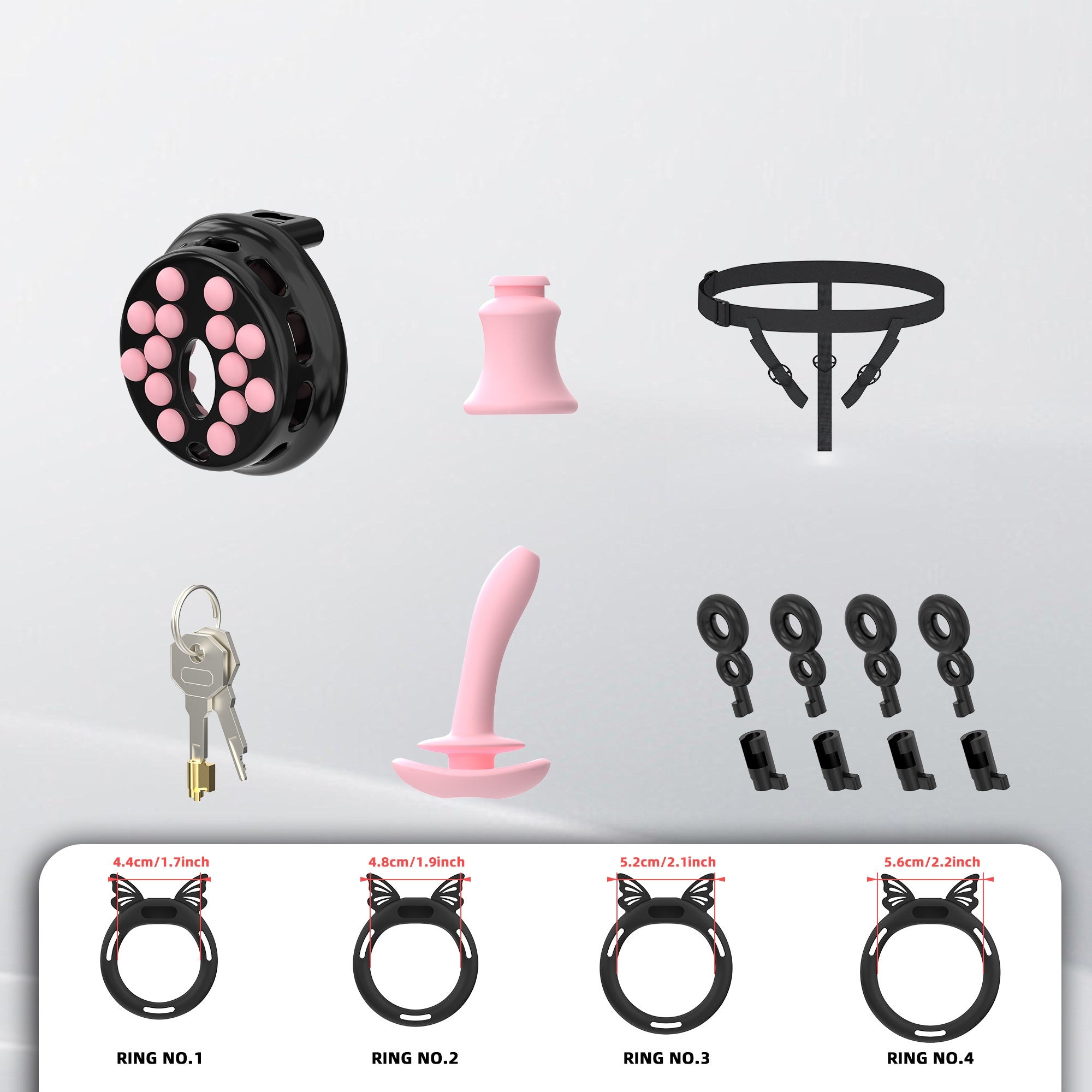 Breathable Flat Chastity Cage With Silicone Rings
