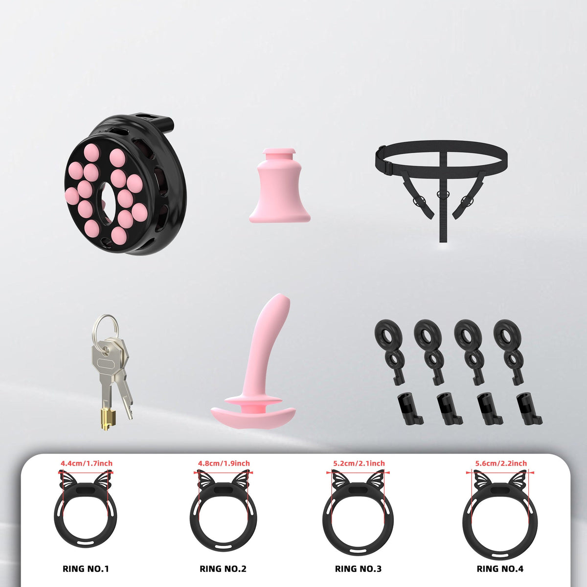 Breathable Flat Chastity Cage With Silicone Rings