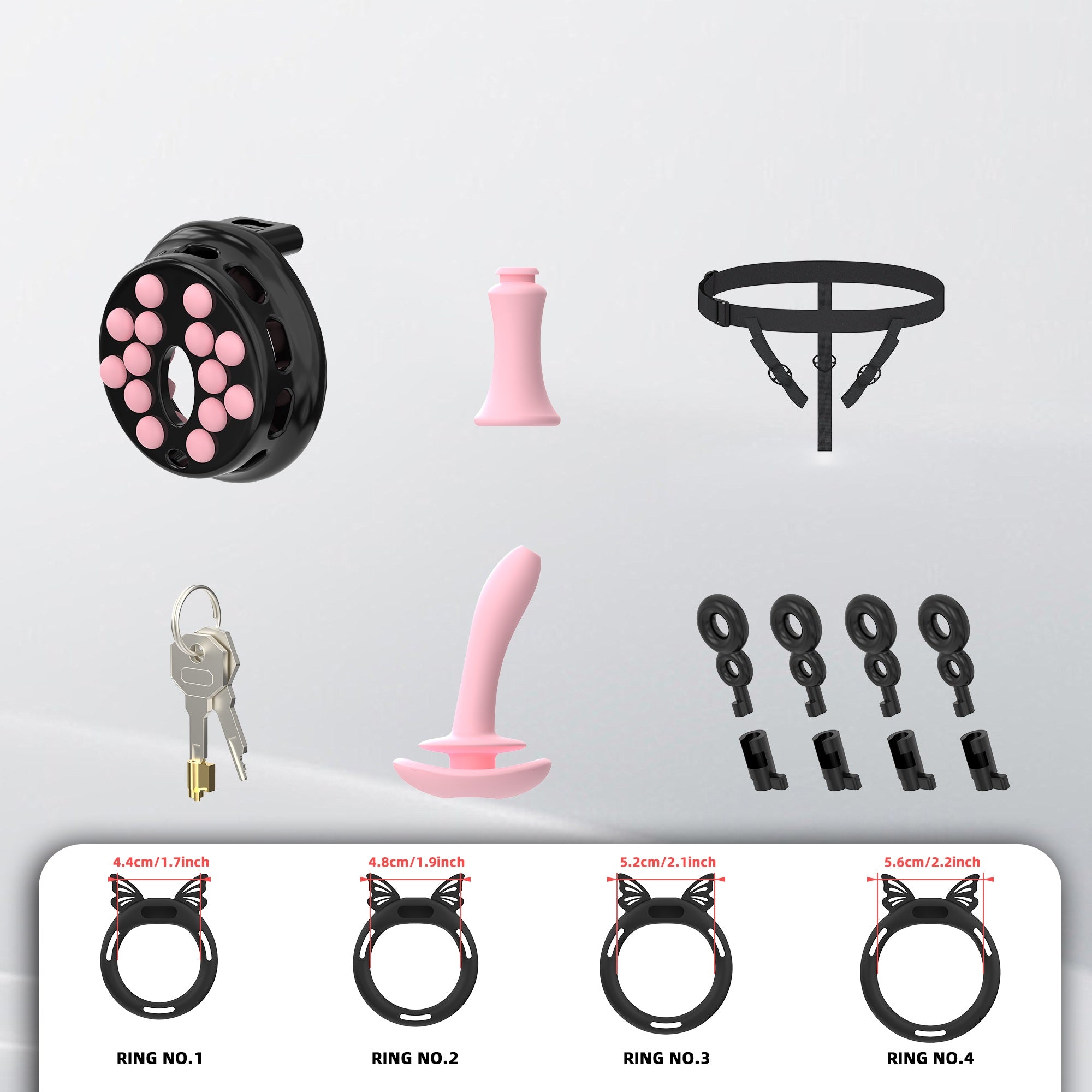 Breathable Flat Chastity Cage With Silicone Rings