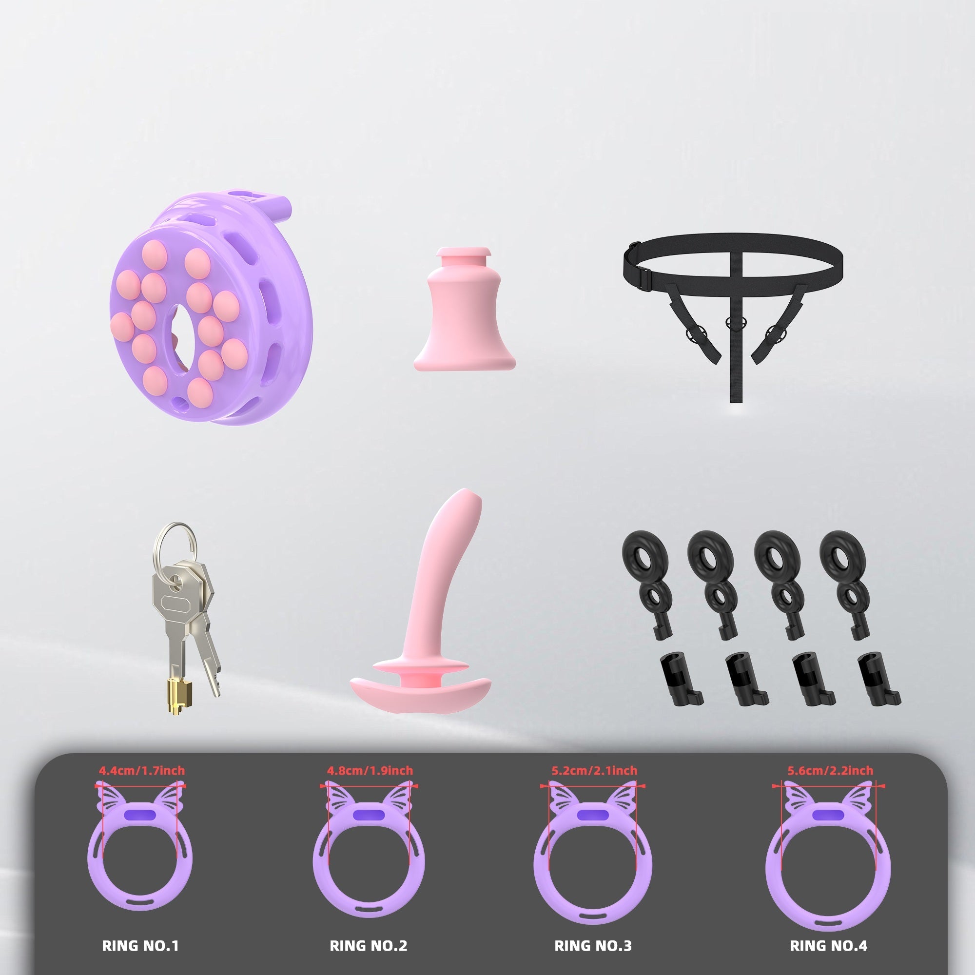 Breathable Flat Chastity Cage With Silicone Rings