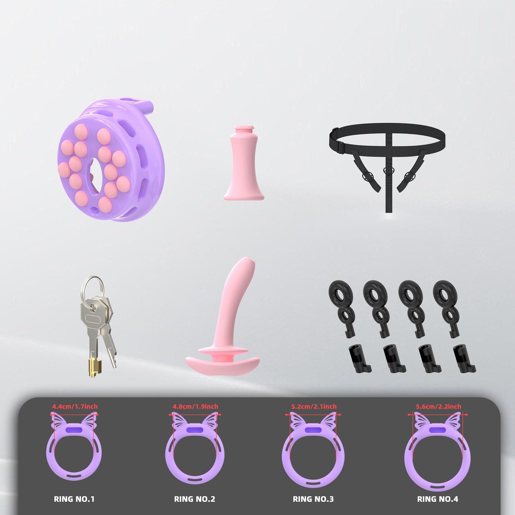 Breathable Flat Chastity Cage With Silicone Rings