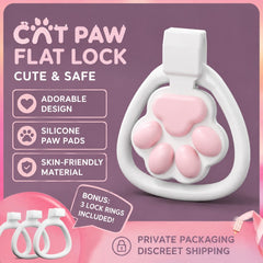Cat paw flat-lock chastity device with three included rings
