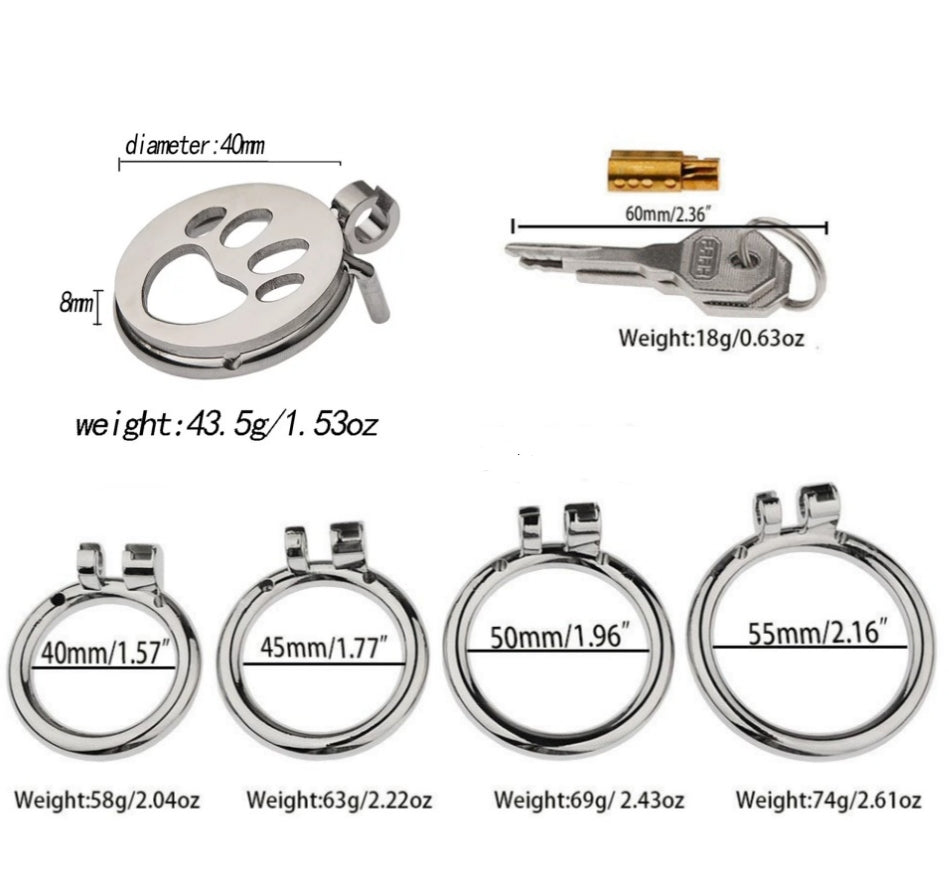 Cat’s Paw cage dimensions with 40, 45, 50 and 55 mm rings