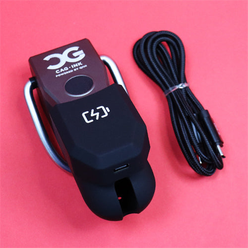 Cellmate 2.0 with charging cable on red background