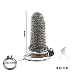 100 mm chainmail cage with 40 mm ring size diagram