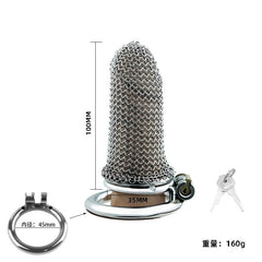 100 mm chainmail cage with 45 mm ring size diagram