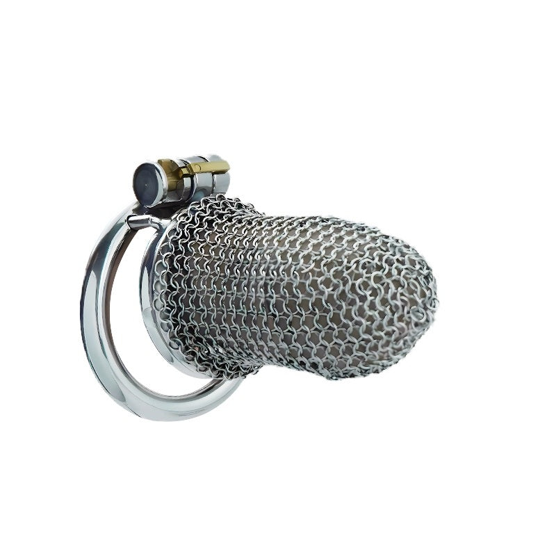 Chainmail mesh cage front angle with integrated lock
