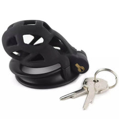 Black Cobra 6.0 cage lying on its side beside keys

