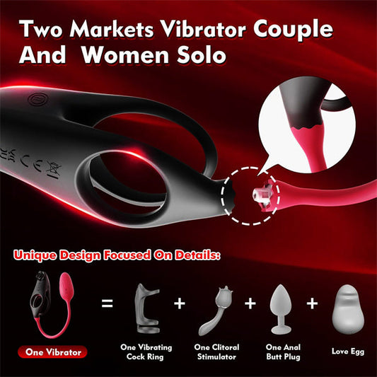 Rose Cock Ring Vibrator With Love Egg