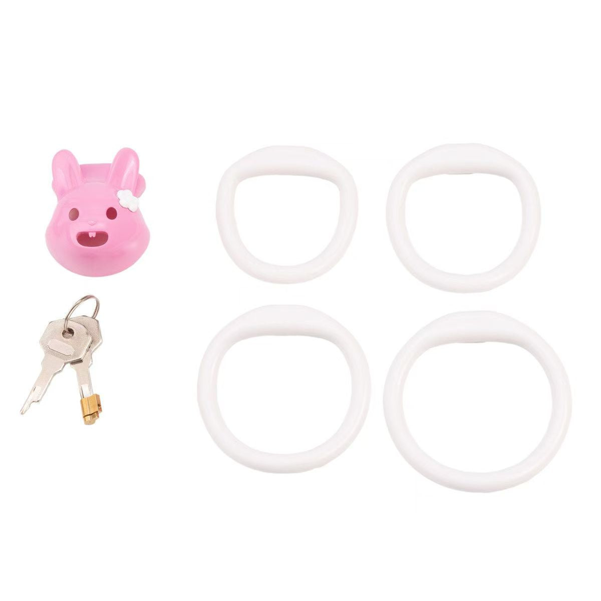 Flower-Trimmed Rabbit Resin Chastity Cage