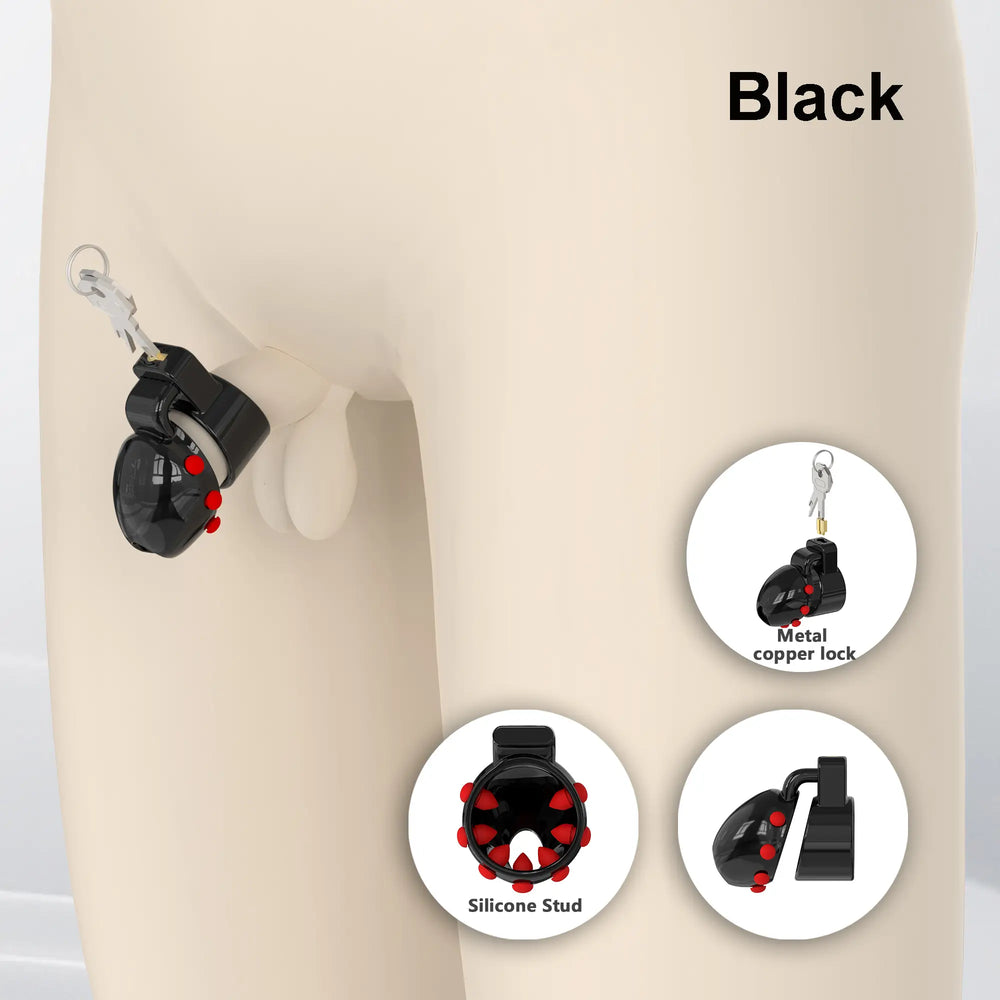 Black D35 ringless lock on a fitting diagram with silicone stud and metal lock details
