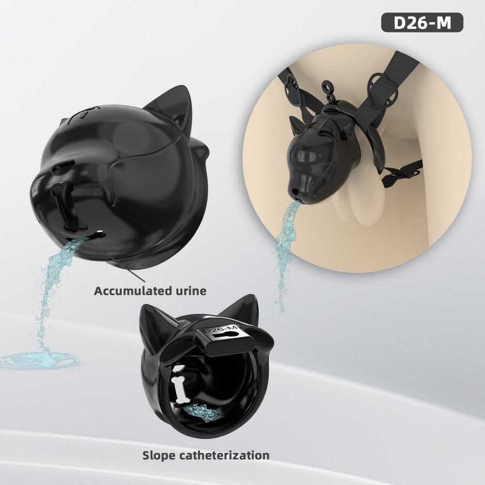 Puppy-Shaped ABS Chastity Cage, S/M with 6 Rings & Optional Belt