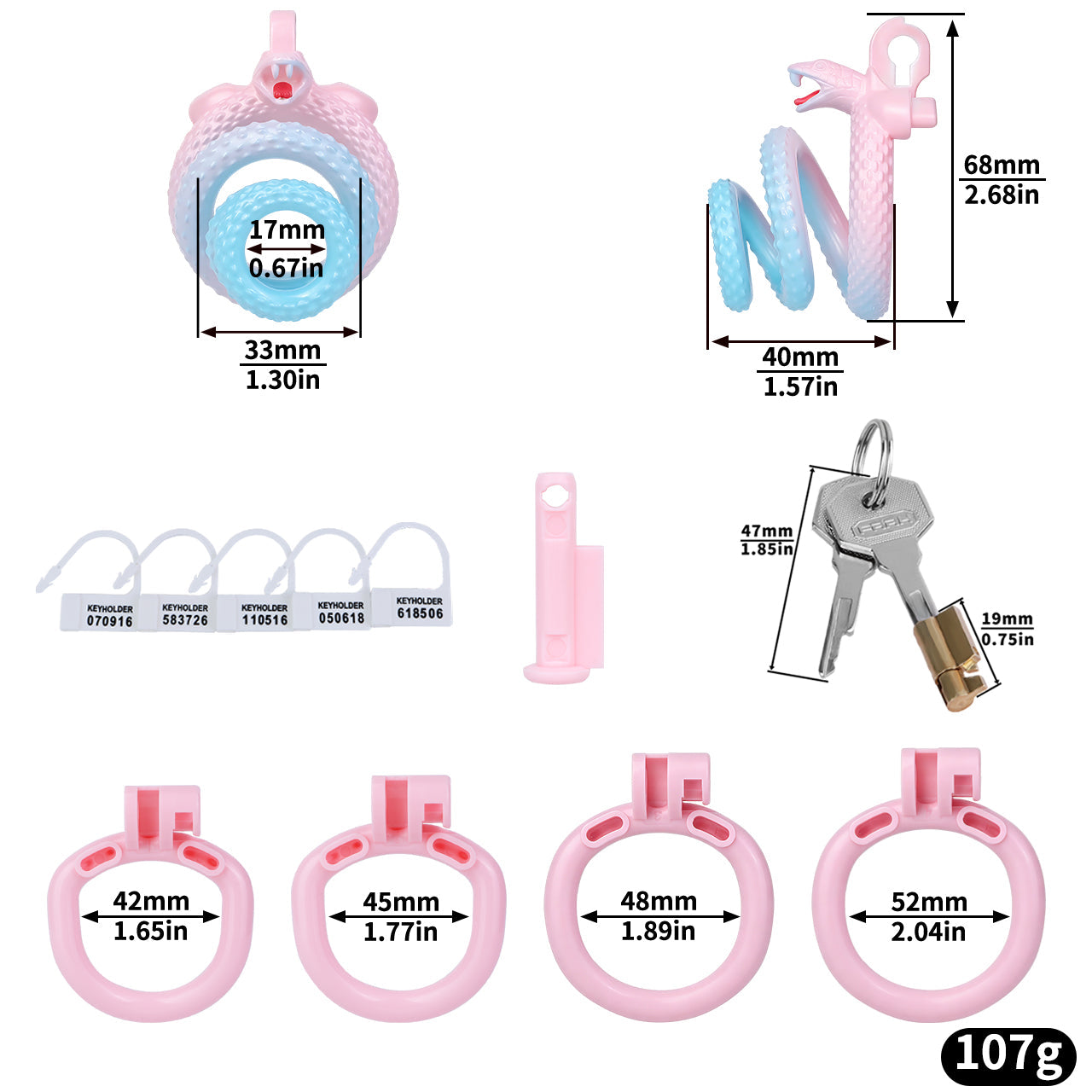 Snake Scale Resin Chastity Cage with Optional Support Strap