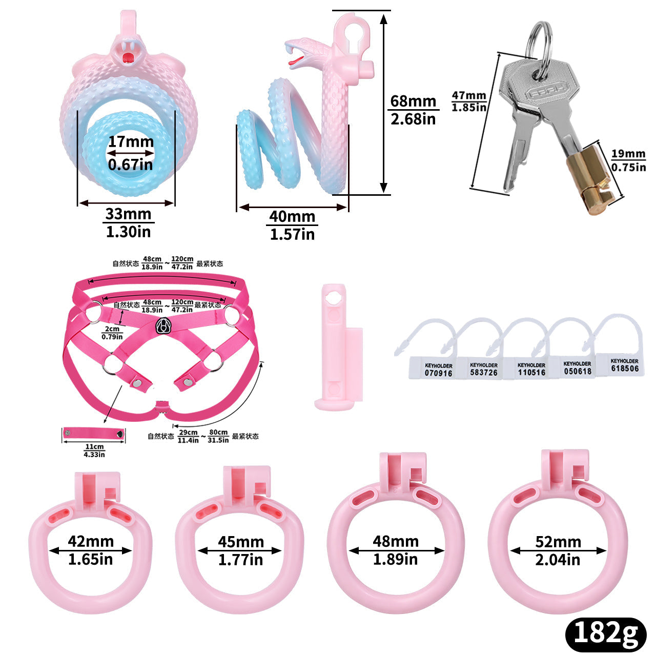 Snake Scale Resin Chastity Cage with Optional Support Strap