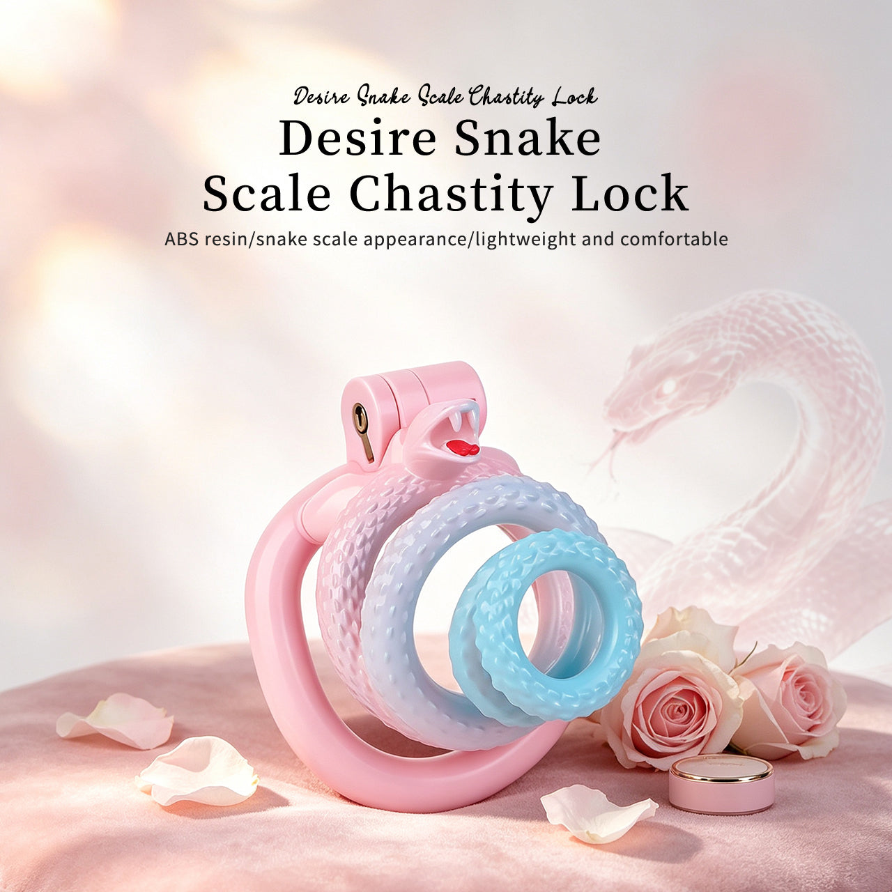Snake Scale Resin Chastity Cage with Optional Support Strap