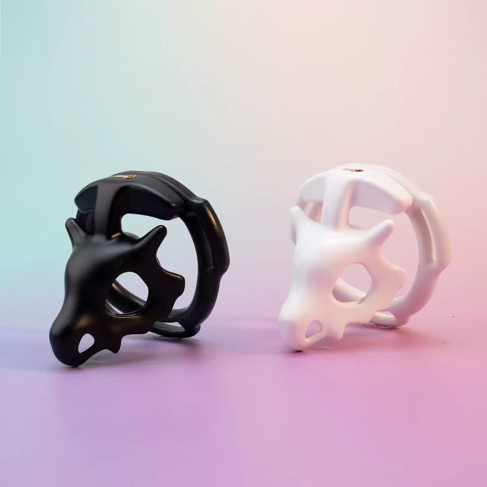 black and white dinosaur skull cages