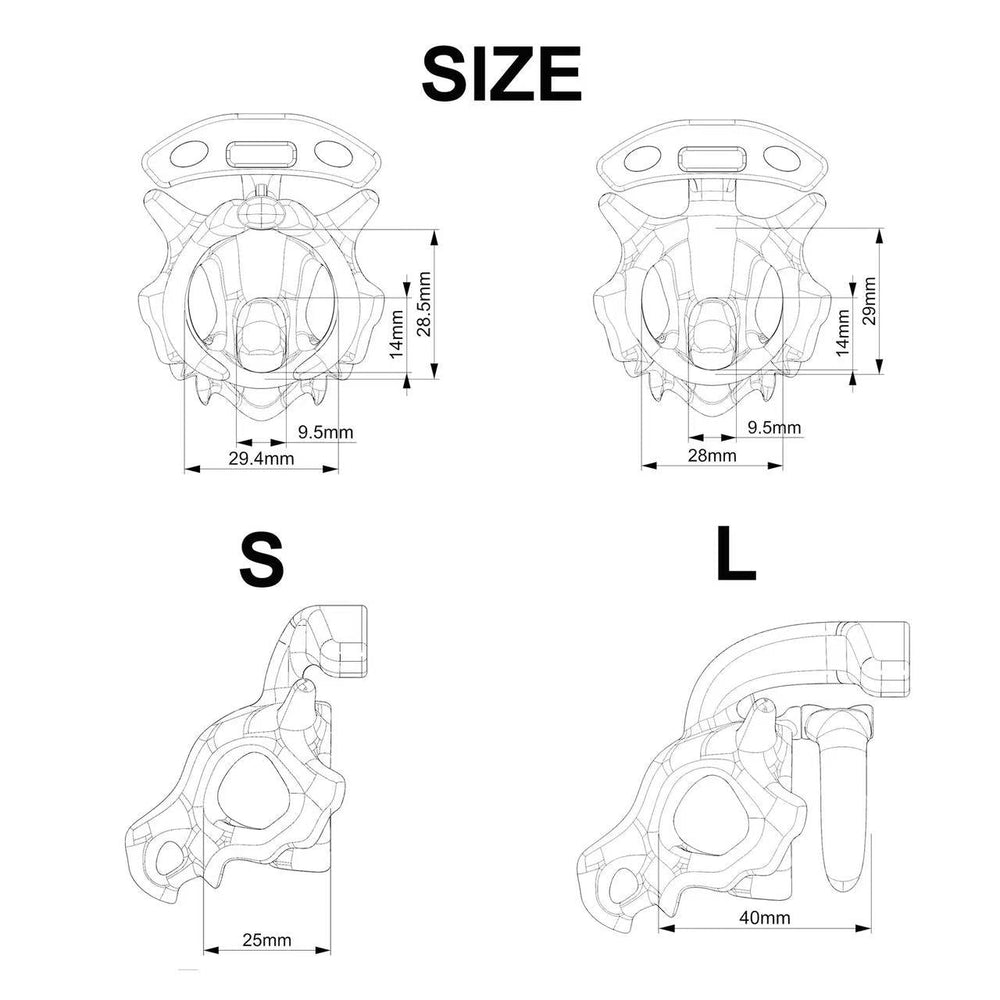 S and L dinosaur skull cage measurements