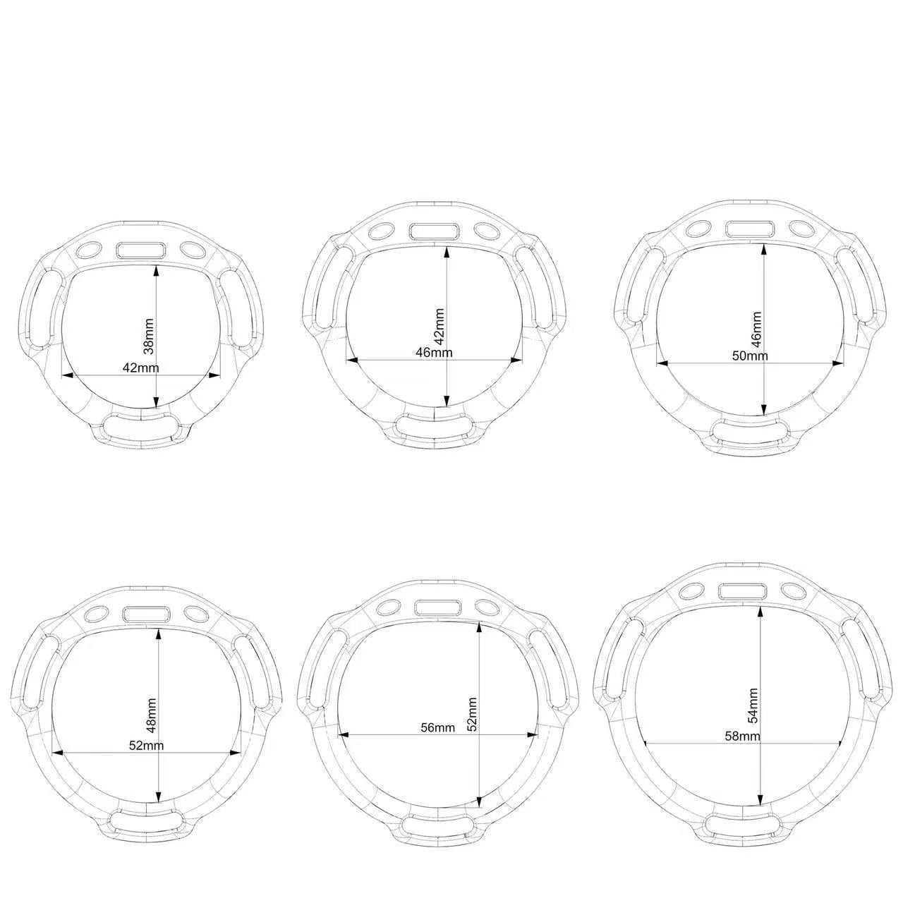 42 to 58mm dinosaur skull cage rings