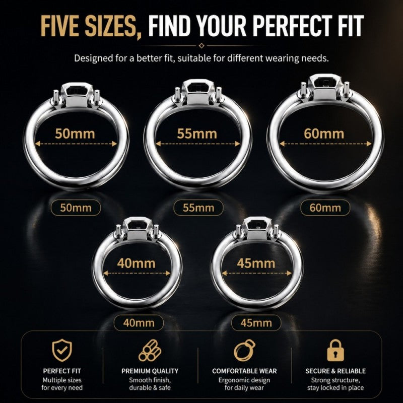 five ABS ring sizes from 40 to 60mm