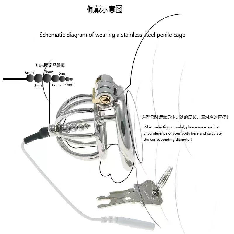 Connection diagram for small electric stainless steel chastity cage