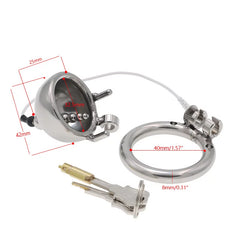 Electric steel dome chastity cage with 40 mm ring dimensions
