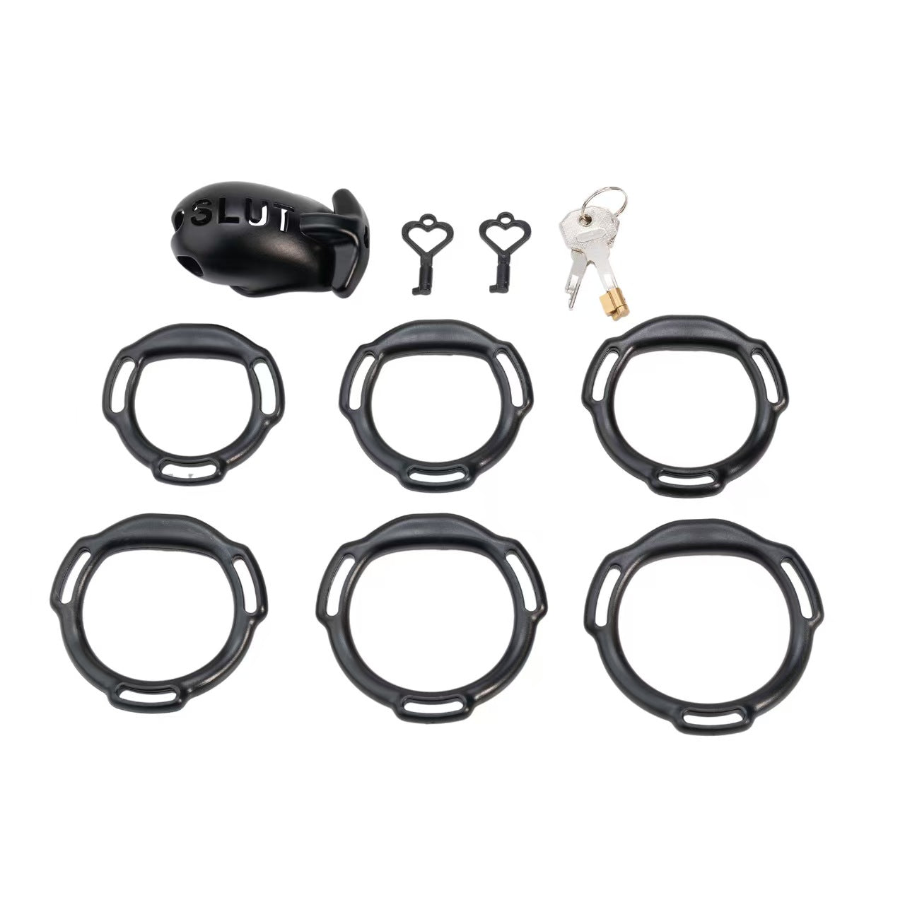 SLUT Humiliation Resin Chastity Cage with Ring-Set Options