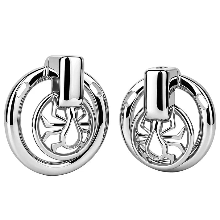 Small and Large F328A spider-design metal chastity cages