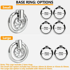 F328A spider chastity cage base-ring size options from 40 to 55 mm