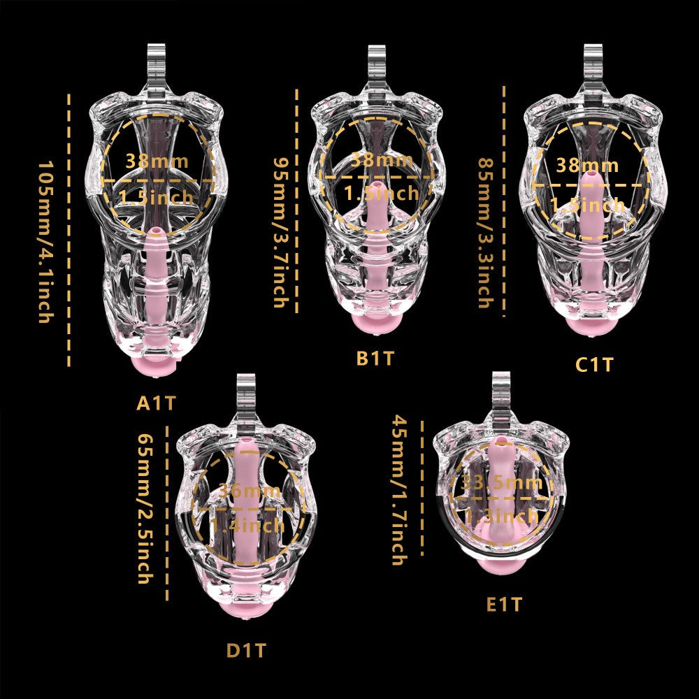 3D-Printed Resin Chastity Cage with Strap – A1–E1, 5 Colors