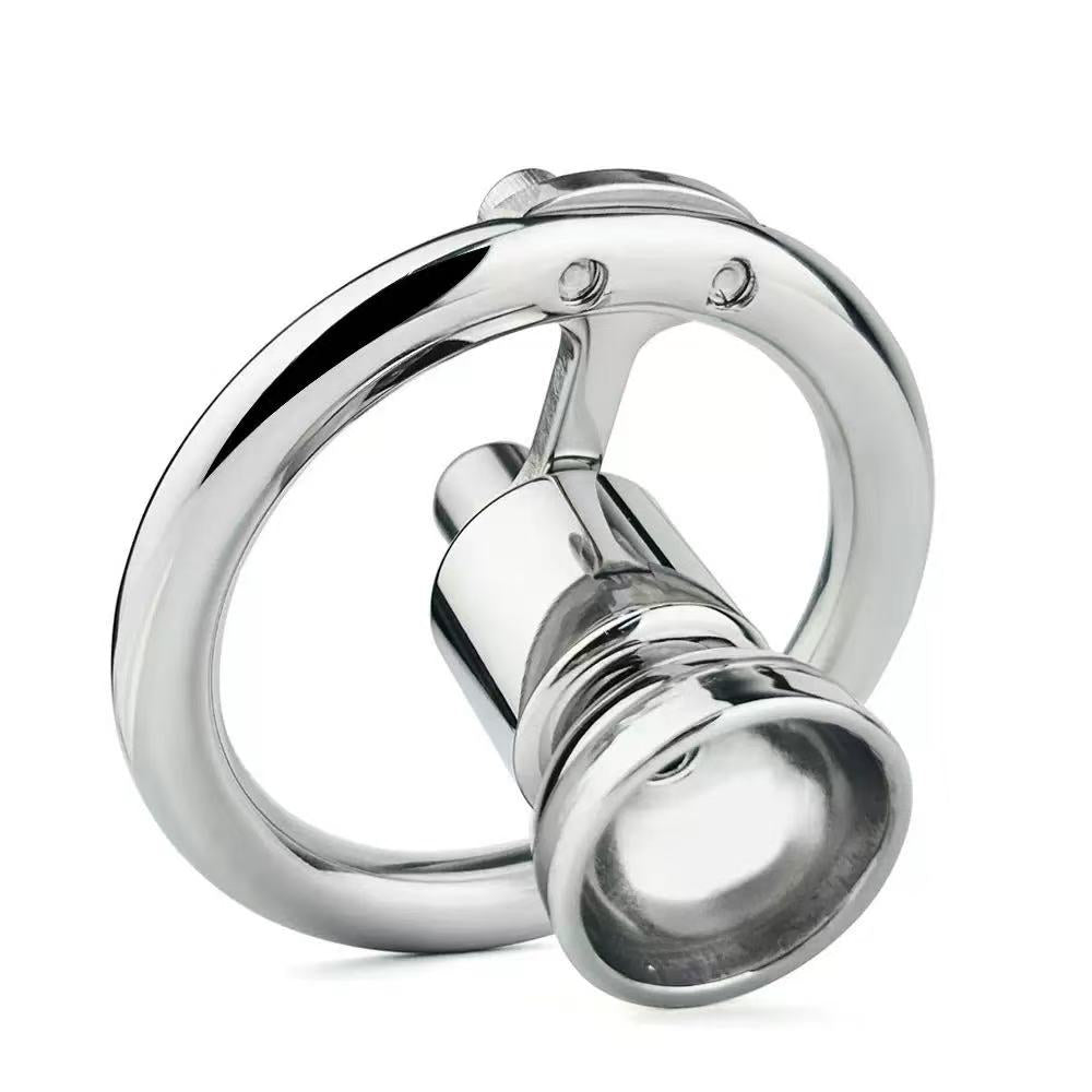 Side view of flat inverted chastity cage LKM-022
