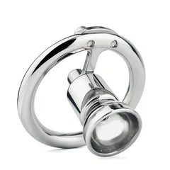 Side view of flat inverted chastity cage LKM-022