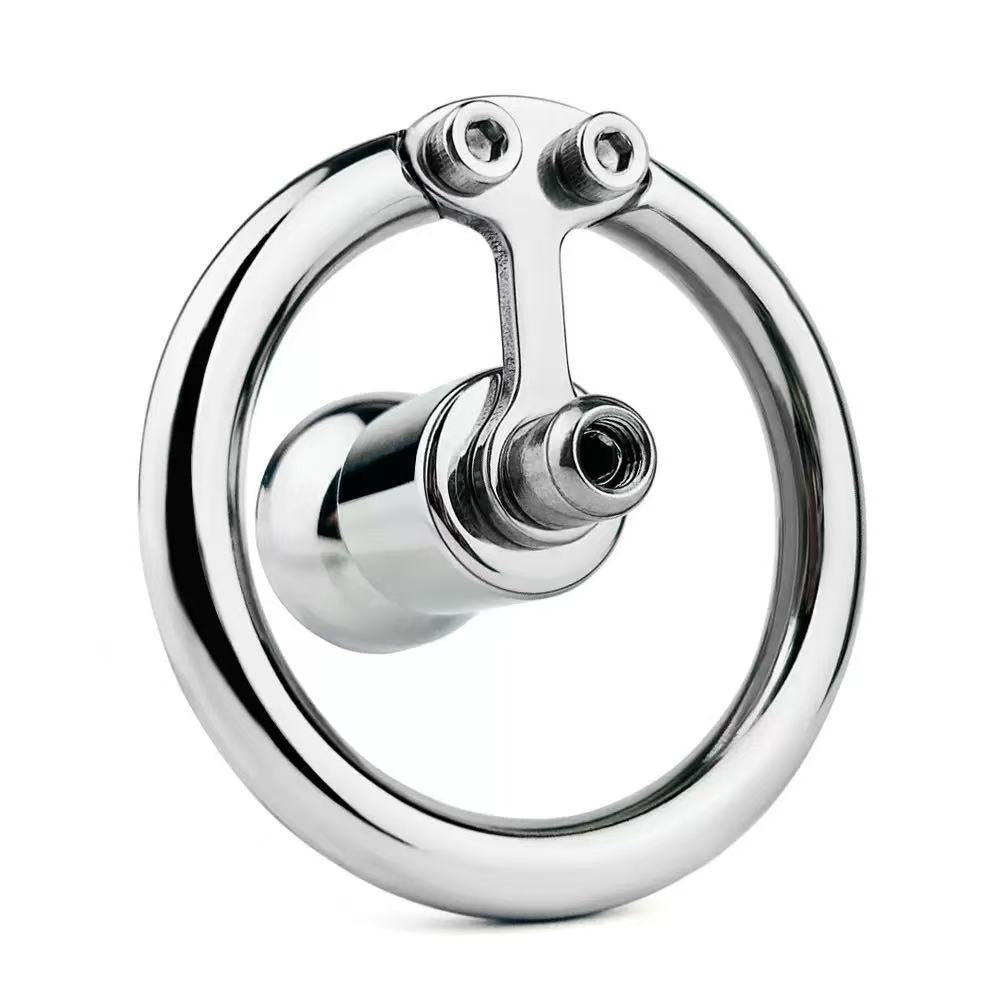 Flat inverted metal chastity cage LKM-022 front view