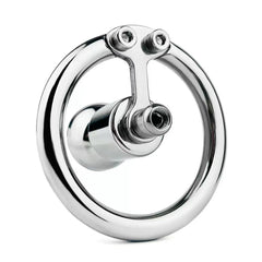 Flat inverted metal chastity cage LKM-022 front view