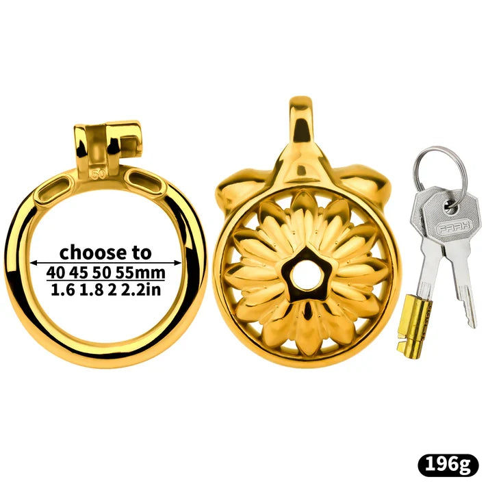 Gold flower cage package with 196 g cage and keys