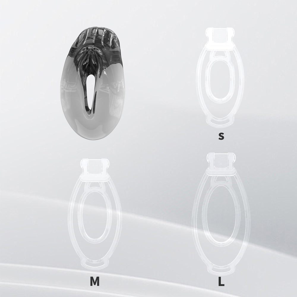 Black FuFu Y2 front cover with three clear S, M and L retaining clips
