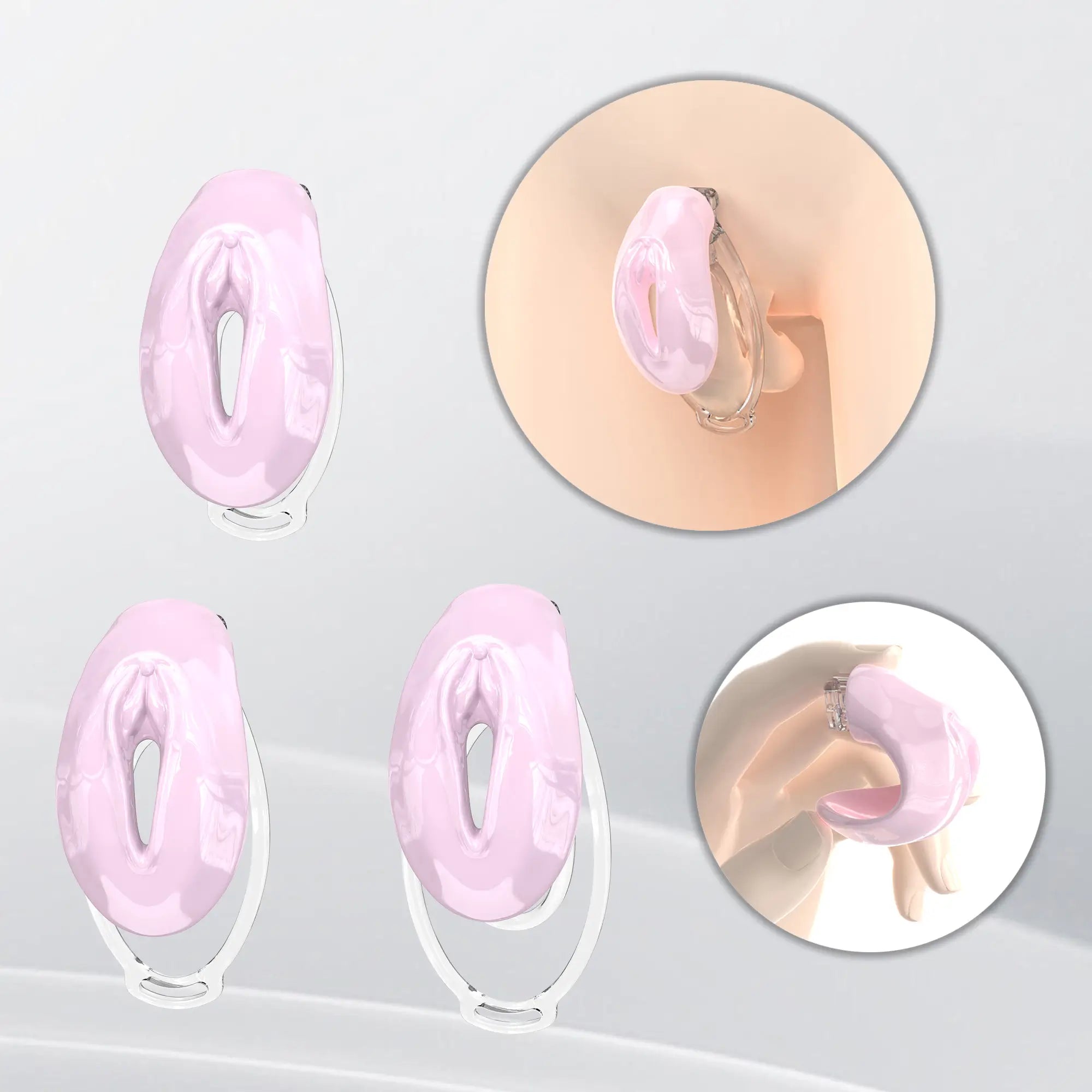 Crystal Pink FuFu Y2 cover with three clear retaining clips and fitting illustrations
